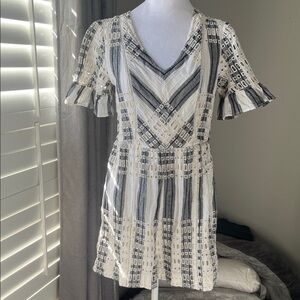Anthropologie Black and White striped Eyelet Romper sold out at store size 8